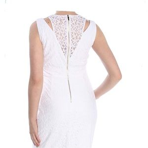 Calvin Klein Lace Sleeveless Dress Scoop Neckline Back Split Gold Zipper Size 14